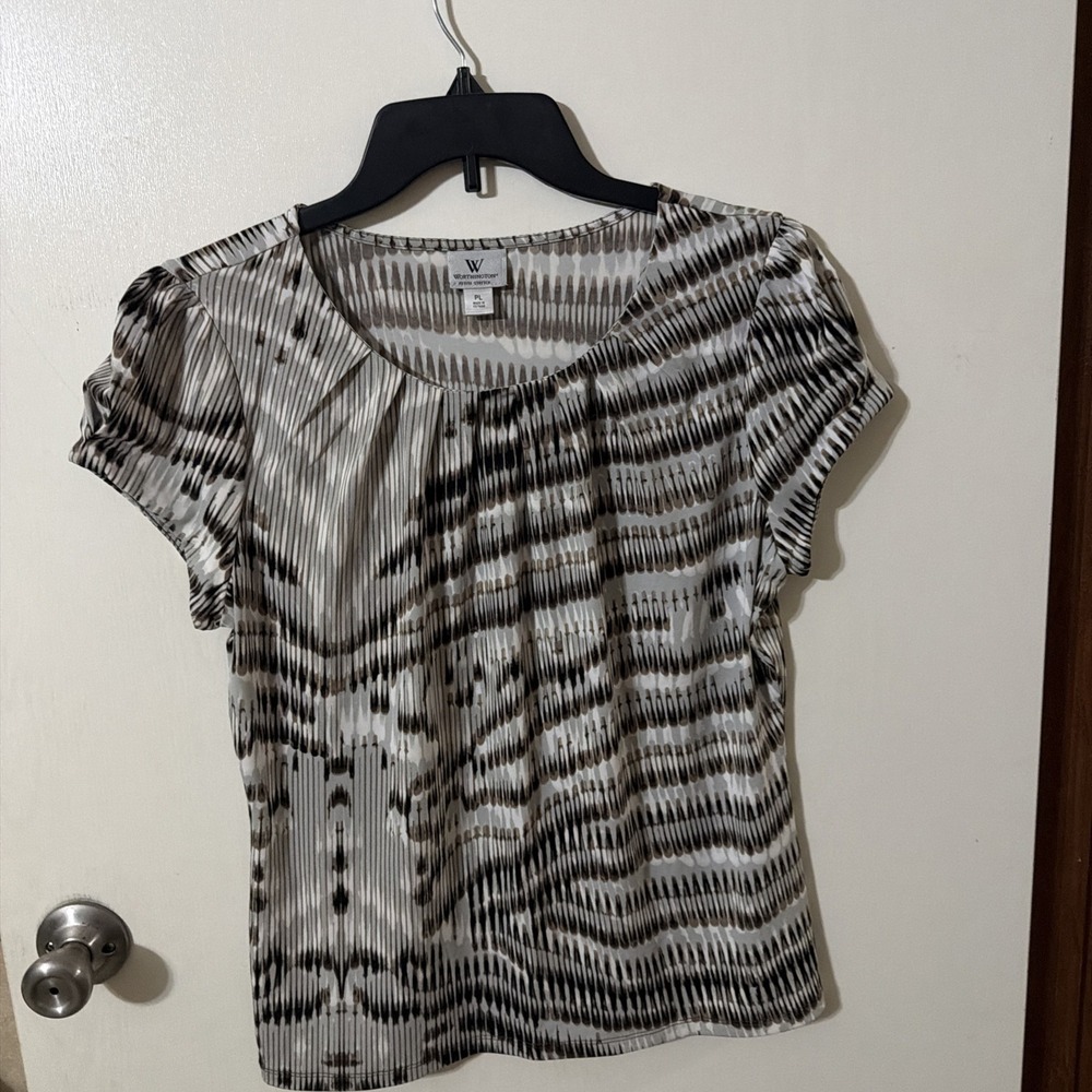 Worthington Womens Brown Shirt Petite Size P Large EUC!!!